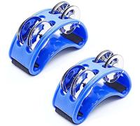 Jiozermi Confezione da 2 tamburelli a percussione, strumento blu con sonaglio in metallo, strumento ritmico per adulti