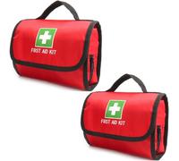 Jipemtra 2 borse per medicinali multistrato per kit di primo soccorso, borsa vuota da viaggio, borsa per primo soccorso, compatta, per casa, ufficio, sport, palestra, auto (rosso LB)