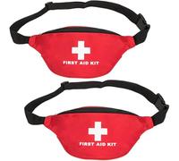 Jipemtra Marsupio di pronto soccorso, 2 pezzi, borsa di pronto soccorso, colore rosso, da viaggio, vuota, per primo soccorso, compatta, per medicine di sopravvivenza, contenitore tascabile per auto