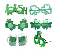 Jipersuo 6 paia di occhiali da vista irlandesi in plastica, con glitter, accessori per foto, accessori per festa di San Patrizio, verde irlandese, S, decorazione per feste a tema irlandese (verde, 16