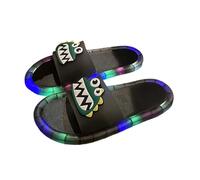 Jipersuo Pantofole da donna con luci a LED, pantofole da esterno per coppia di cartoni animati, sandali piatti casual per adulti, Nero , 37 EU