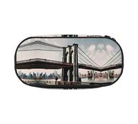 JIPOFD Brooklyn Bridge S - Astuccio grande per matite, ad alta capacità, per donne e uomini, Nero, One Size, Art Deco