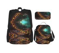 JIPOFD Dna Chain Photo Backpack Bookbag Set con borsa per il pranzo e astuccio di grande capacità zaino con borsa per il pranzo, nero, Taglia unica