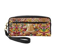 JIPOFD Gingerbread Man Candy Makeup Bag Pouch Cosmetic Bag Travel Toiletry Bag Organizer Cute Storage Bag per le donne, nero, Taglia unica