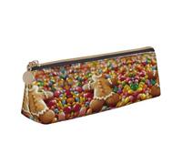 JIPOFD L'astuccio triangolare creativo in pelle con omino di pan di zenzero è leggero e comodo con grande capacità di archiviazione, Bianco, One Size, Art Deco