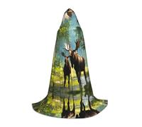 JIPOFD Mantello lungo con cappuccio da cervo e orso, mantello lungo per costumi di Halloween, mantello con cappuccio per travestimento in maschera