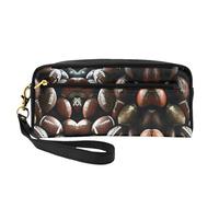 JIPOFD Mucchio di palloni da calcio, borsa per cosmetici, borsa da viaggio per articoli da toeletta organizer carino borsa per le donne, Nero , Taglia unica