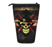 JIPOFD Pirate Flag Standing Pencil Case, carino stand up penna sacchetto, portamatite portatile, per forniture per ufficio, Nero, One Size, Alla moda