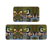 JIPOFD Two Mallard Ducks - Set di 2 tappetini da cucina imbottiti per pavimento, comodi tappetini da cucina