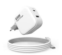 Jippofu Alimentatore USB C 65W 2 Porte PD 3.0 Caricatore Rapido Universale Caricabatteria Adattatore Charger Compatibile con iPhone iPad Macbook Galaxy Huawei Xiaomi OPPO Vivo Lenovo HP Dell Asus Acer