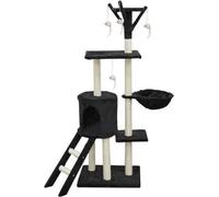 JIPSY Albero per gatti nero 79 x 34 x 138 cm - 3 piattaforme, 1 posatoio, 1 cuccia, 1 scala, tiragraffi