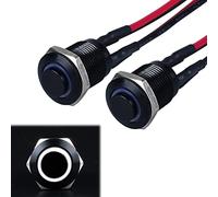 JIQI 2 interruttori a pressione Momentary da 12 V a 24 V 2 A, impermeabili, in metallo, IP66, 1NO pulsante nero con luce a LED, fili di collegamento per moto (testa alta, bianco)