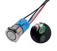 JIQI 22 mm da 12V a 24V 5A Interruttore a pulsante precablato autobloccante con spia LED IP66 1NO1NC Interruttore a pulsante impermeabile a scatto in metallo per caravan per yacht (verde)