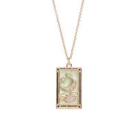 Jiqoe Collana con ciondolo a forma di carta dei tarocchi vintage, rettangolare, struttura in ottone per un tocco di mistero e saggezza
