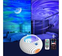 Jirmerp Proiettore Stelle Soffitto,Doppio Effetto Proiettore cielo Stellato Aurora e la Via Lattea con Altoparlante Bluetooth Luce Notturna con Timer/Remoto, per bambini, adulti