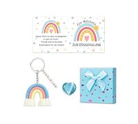 JIRVEX 1 set di portachiavi blu con cuore e pietra portafortuna, regalo per bambini e bambine, per l'inizio della scuola, portafortuna