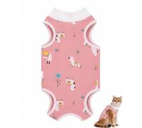 JIRVEX Body Gatto Post Operatorio M 3-5 kg Rosa Lama Cotone Morbido Body per Gatti Dopo Sterilizzazione Protezione Ferite Addominali Anti Leccamento Femmina e Maschio
