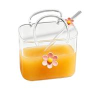 Jisadelio Bicchiere Cocktail A Borsetta,Bicchiere Trasparente a Forma di Borsetta da 770 ml con Cannuccia - Vaso In Per Bevande,Per Feste Riunioni Matrimoni Compleanni Tè E Succhi