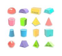 JISADER 16x a Forma 3D Solidi Geometrici Solidi 3D Blocchi di Forma del cubo Early Math Sfera Blocks Blocks Toys per l'insegnamento dell'offerta Scolastica