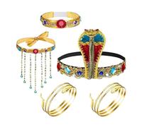JISADER 5 Pezzi Accessori per Costume Regina d'Egitto Copricapo Regina d'Egitto Fascia egiziana Antica per Feste in Maschera, Matrimoni, Feste