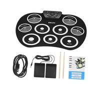 JISADER 9 pad roll -up drum kit per giocare facilmente da portare regalo di compleanno per le vacanze versatile con pedali tamburi leggeri, Bianco