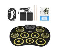 JISADER 9 pad roll -up drum kit per giocare facilmente da portare regalo di compleanno per le vacanze versatile con pedali tamburi leggeri, Giallo
