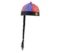 JISADER Cappello Cinese con Coda, rosso blu, come descritto