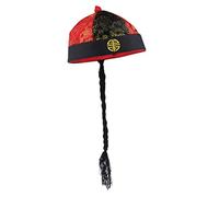 JISADER Cappello Cinese con Coda, rosso nero, come descritto
