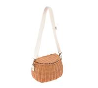 JISADER Cestino per zaino piccolo, cestino per bici per bambini, rattan, 2 in 1 con coperchio, mini cestino per manubrio, cestino per bicicletta anteriore in