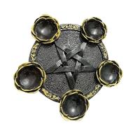 JISADER Espositore con sfera di cristallo in resina, ornamento pentacolo, porta tealight, collezione da scrivania, piatto da altare per armadi multifunzionale, Bordo giallo