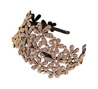 JISADER Fascia larga, accessori per capelli con fiori, fascia con strass scintillanti con dente per donna