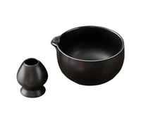 JISADER Porta Frusta per Matcha Ciotola Tradizionale per Matcha Ciotola per Succo in Ceramica da 480 ml Cerimonia Matcha Chasen Supporto per Frusta per, Nero