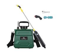 JISADER Spruzzatore Elettrico da Giardino con 3 ugelli nebulizzatori Asta telescopica Pulsante Singolo Portatile per irrorazione di Piante, 5 Litri Verde