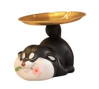 JISADER Statua del Cane Ornamento da Tavolo Vassoio portaoggetti da scrivania Shiba Inu Portachiavi Moderno per Cucciolo Porta Caramelle per Tavolo da Ufficio, Nero