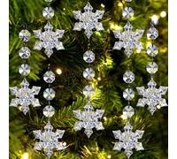 Jishi 30 fiocchi di neve in acrilico trasparente, da appendere, per decorazioni per albero di Natale e feste invernali nel paese delle meraviglie