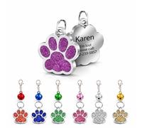 Jishiletao - Etichette personalizzate per cani e gatti, targhetta identificativa in acciaio inossidabile con incisione laser del nome, accessori per animali domestici, forma di zampa con stampa