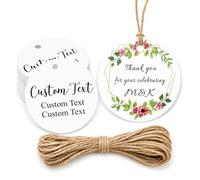 Jishiletao etichette personalizzate per oggetti fatti a mano, etichette personalizzate per regali, bomboniere, feste di compleanno, bomboniere con cordino (forma rotonda)