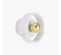 JISHUBO Lampada da parete in marmo in stile nordico, applique da parete con paralume in marmo rotondo, lampada da parete single-ended E27, installazione incorporata Walllanten, applique da parete stud