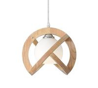 JISHUBO Lampadario in stile retrò nordico, lampada a sospensione a testa singola con vite E27, paralume per lampada a sospensione in vetro in legno massello creativo, apparecchi di illuminazione decor