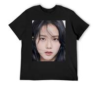 Jisoo - Maglietta a maniche corte in cotone, design unico, per iniziare una conversazione, Nero , L