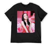 Jisoo - Maglietta da uomo in cotone pesante, resistente, a maniche corte, girocollo, con cuciture rinforzate per un uso quotidiano di lunga durata, Nero , L
