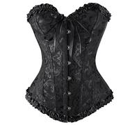JISOUKIN Corsetto Donna Pirata Vampire Corset Vestito Gotico Dimagrante Bustier Corpetto Goth Corsetti Bustini Top Elegante Stringivita Costume Halloween Curvy Vampiro Gothic Dress，Nero，XXL