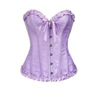JISOUKIN Corsetto Top Donna Eleganti Corpetto Elegante Bustier Dimagrante Bustino Corpetti Halloween Vampire Corset Corsetti Pirate Costume Sexy Bustini Steampunk Pizzo Vestito Cerimonia，Viola，L