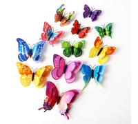 Jisrcha 60 Pezzi Adesivo da Parete Farfalla, Farfalle di Carta 3D, Decorazioni Murali a Farfalla Adesive per Decorazioni per La Camera dei Bambini, Decorazioni per Tende, Tavoli da Pranzo (Arcobaleno)