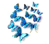 Jisrcha 60 Pezzi Adesivo da Parete Farfalla, Farfalle di Carta 3D, Decorazioni Murali a Farfalla Adesive per Decorazioni per La Camera dei Bambini, Decorazioni per Tende, Tavoli da Pranzo (Blu)