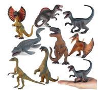 Jisrcha 8 Pezzi di Figure di Dinosauri per Bambini, Velociraptor Giocattolo per Bambini, Dettagliati Dinosauri Giocattolo Preistorico, Figure di Dinosauro dai 3 Anni in Su per Giocare E Imparare (A)