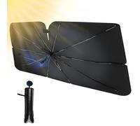 Jisrcha Parabrezza anteriore con 10 bracci, parasole per auto pieghevole con maniglia flessibile per una rotazione a 360° per la maggior parte dei veicoli (125 x 65)