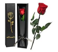 Jisrcha Set Regalo di Rose Eterne, Regali di Natale per Donne, Rosa Stabilizzata, Rose Artificiali Rosse per Mamma, Moglie, Fidanzata, Rosa Eterna Regalo di Compleanno, Regalo di Festa della Mamma