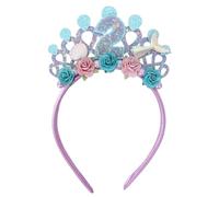 Jissoo Cerchietto per capelli per 2° compleanno con fiori viola, per bambine, a tema sirene, decorazione per feste di 2 anni, fascia per capelli per bambine