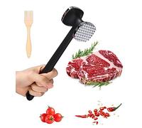 Jissta Batticarne, bifacciale, antiaderente, martello da carne, martello da bistecca, martello da affettatrice con manico antiscivolo per bistecca, pollo, maiale, costole, argento